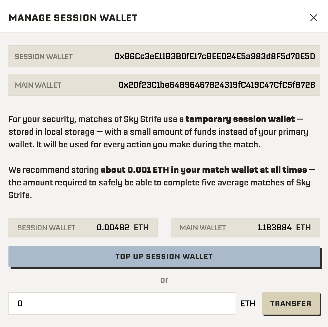 Where you can top up your burner wallet.
